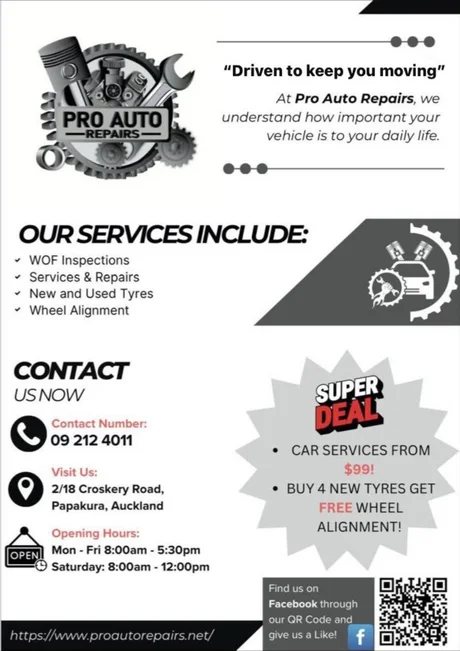 Pro Auto Repairs services flyer
