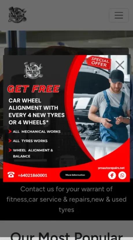 Pop-up covering the mobile homepage